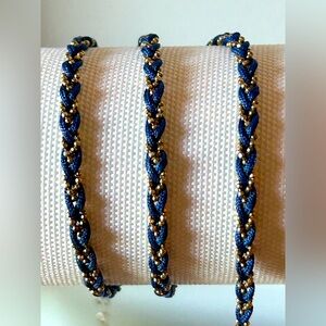 Turkish Amethyst Blue & Gold Braided Wrap Bracelet
💙 3x Wrap | Adjustable Fit